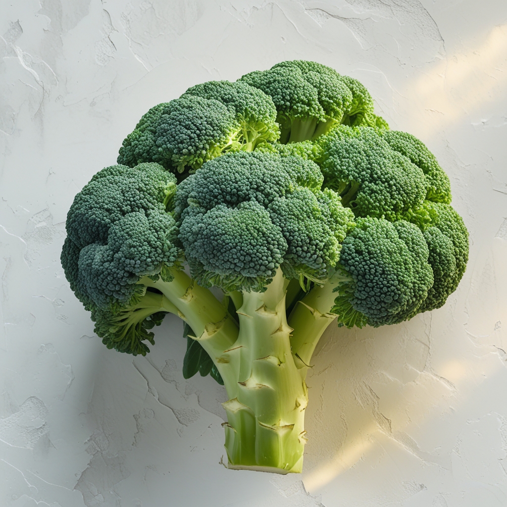 Frischer grüner Brokkoli auf weißem Hintergrund, knackig und leuchtend grün – reich an Vitaminen