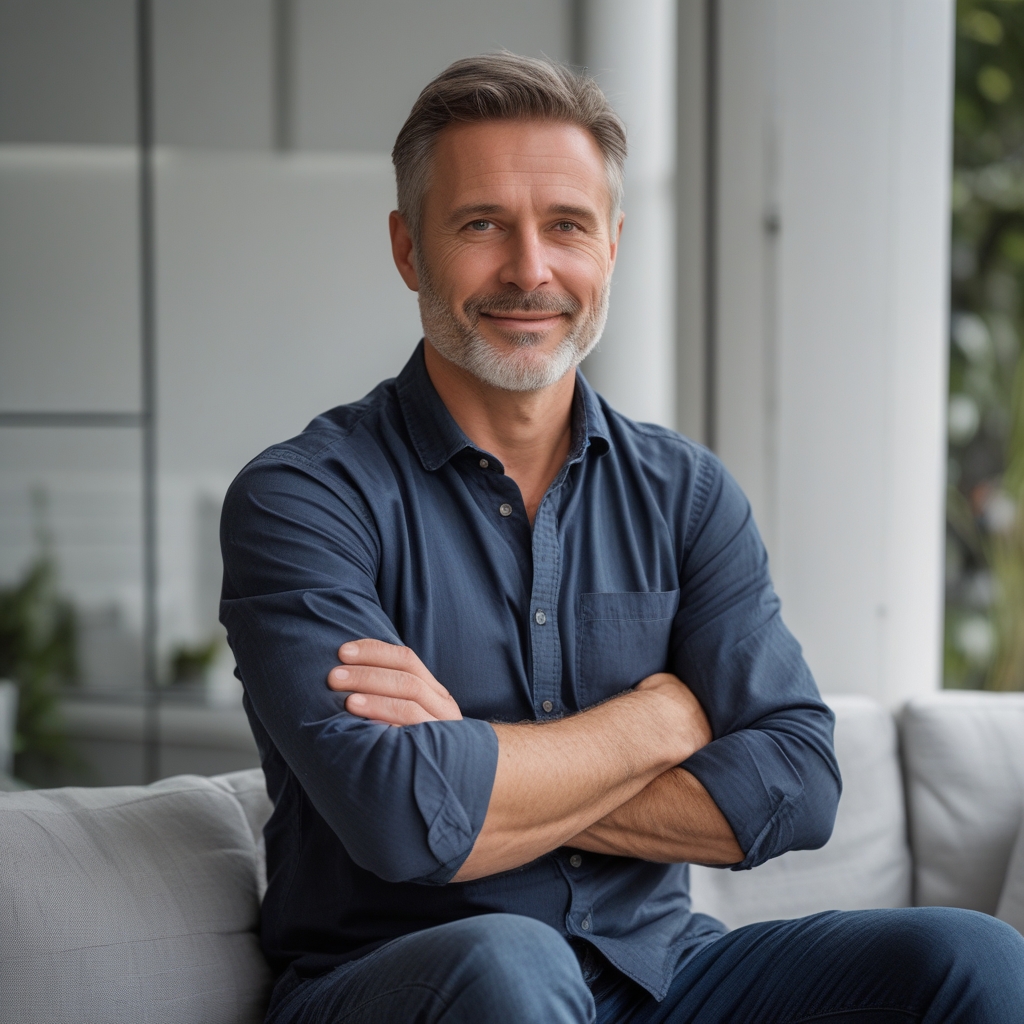 Thomas Bergmann, Diätologe und Ratgeberautor, mittleres Alter, professionelles Foto im Freien